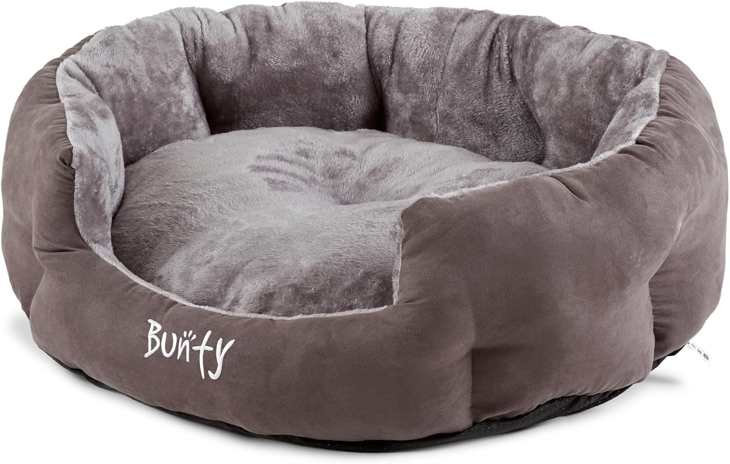 XL Calming Dog Bed 90x70x28cm Fluffy Fleece Washable Grey