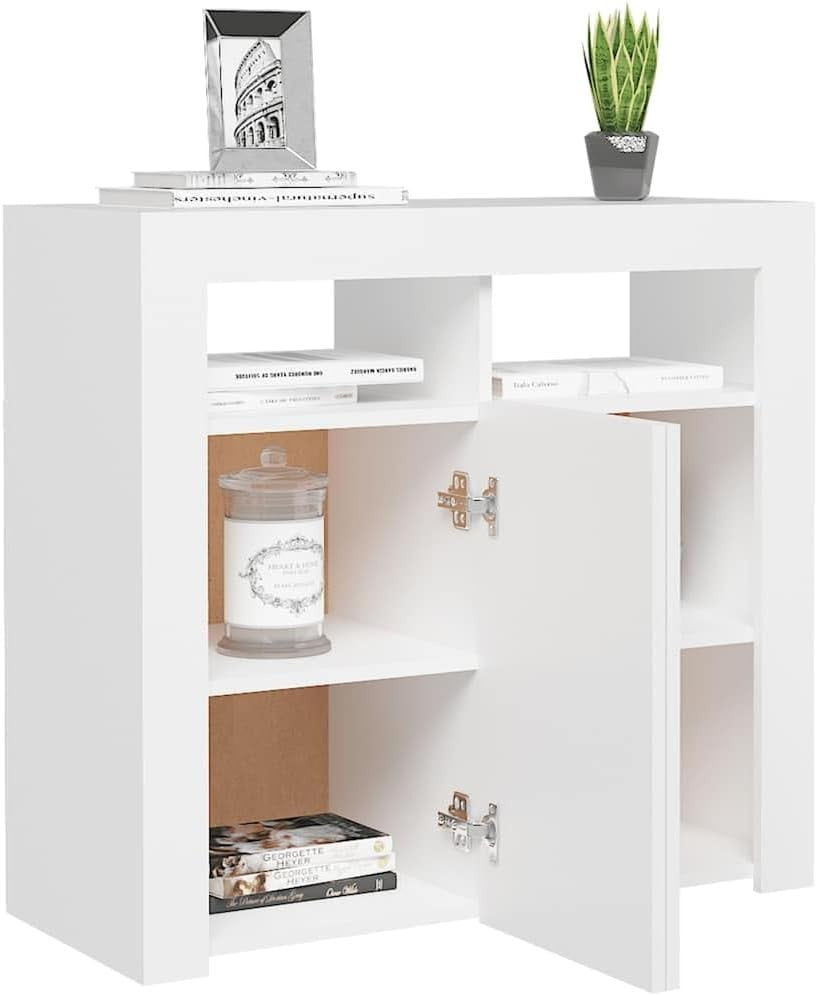 White LED Sideboard Cabinet RGB Lights Storage Unit for Living Room**