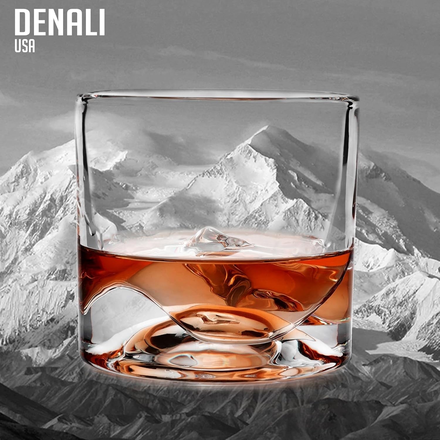 Denali Mountain Whiskey Glasses Set of 2 – 290ml Heavy Chill Crystal Tumblers