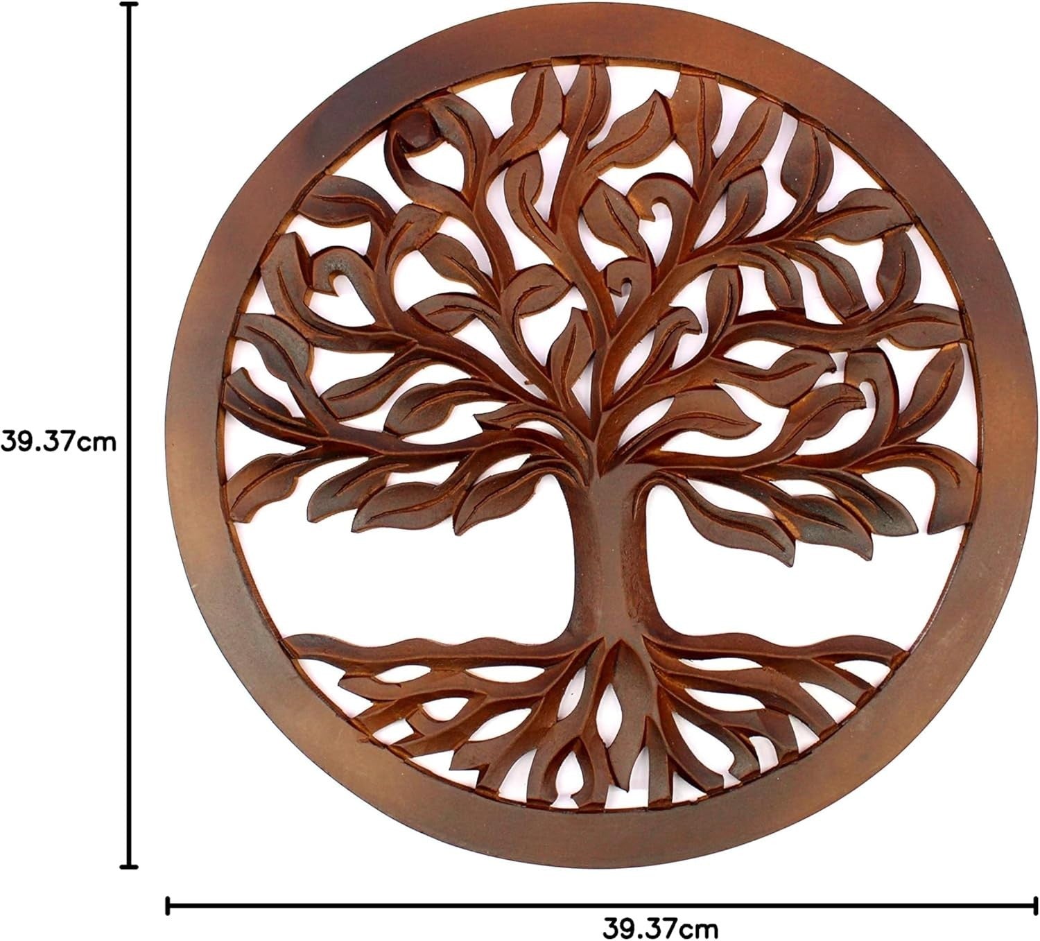 Wooden Tree of Life Wall Hanging Home Decor Brown Sculpture
