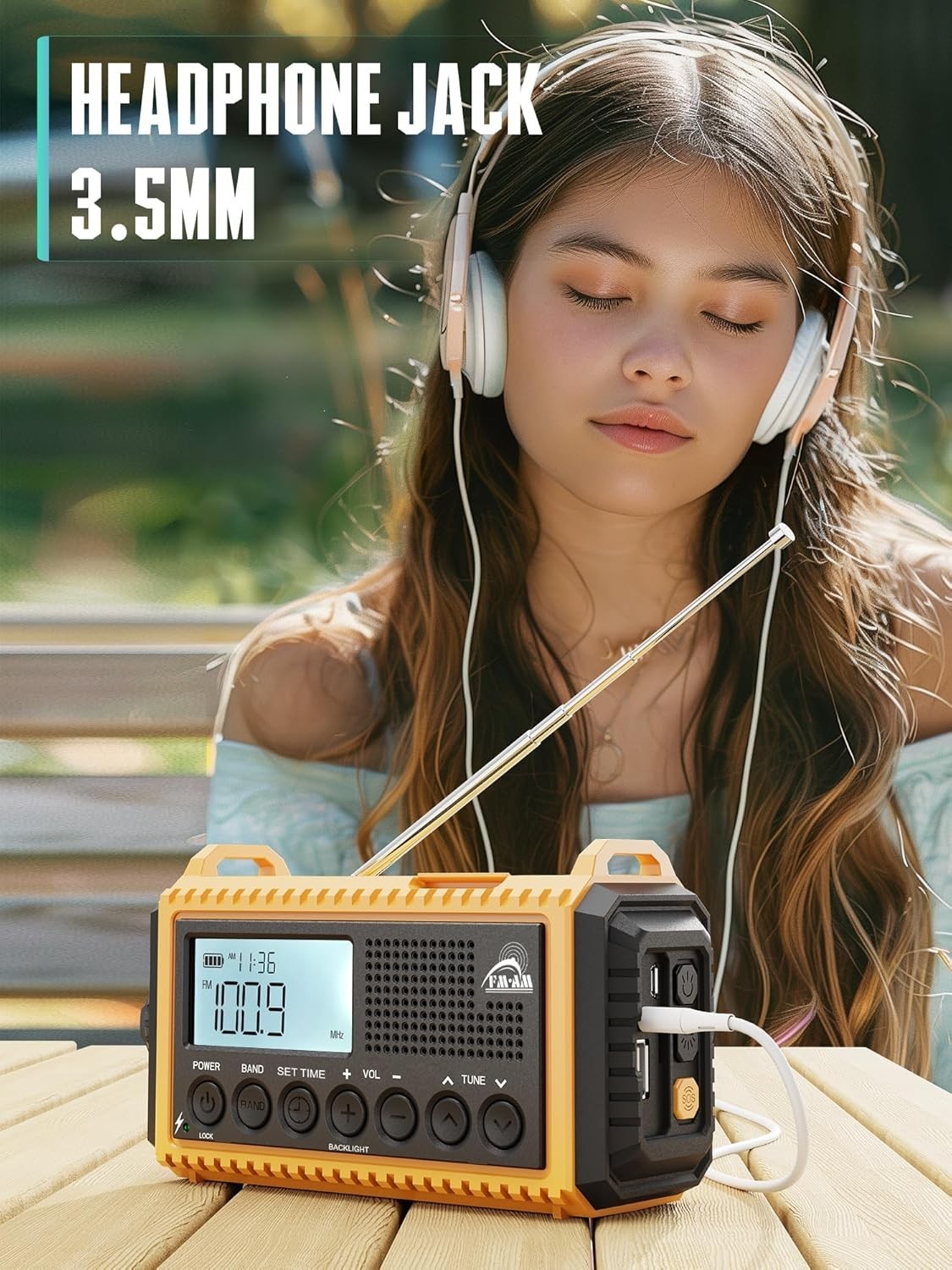 Emergency Radio AM/FM/SW Solar Hand Crank 12000mAh Waterproof Torch