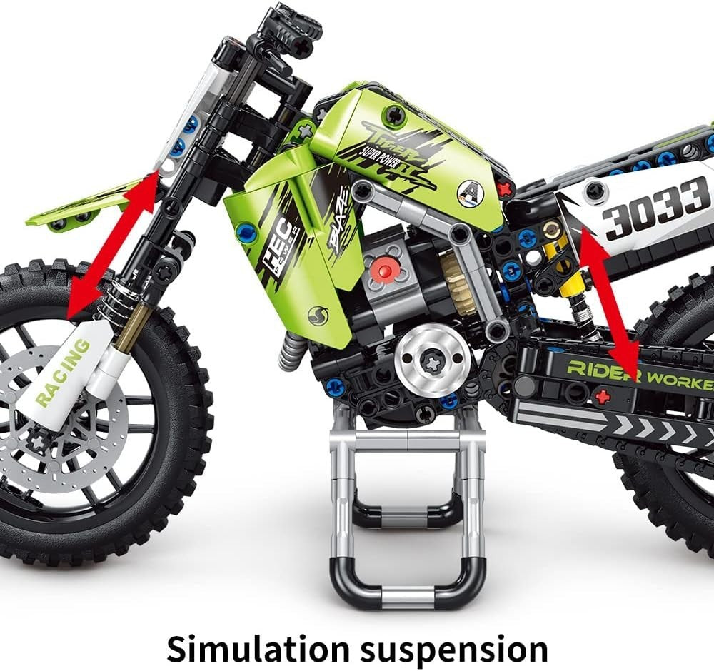 476PCS Dirt Bike Building Kit | Realistic Motorcycle Model | STEM Gift for Kids