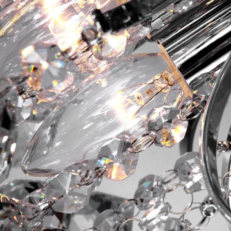 Modern K9 Crystal Flush Ceiling Light Chandelier 3 Way E14 Lamp 40cm Fixture