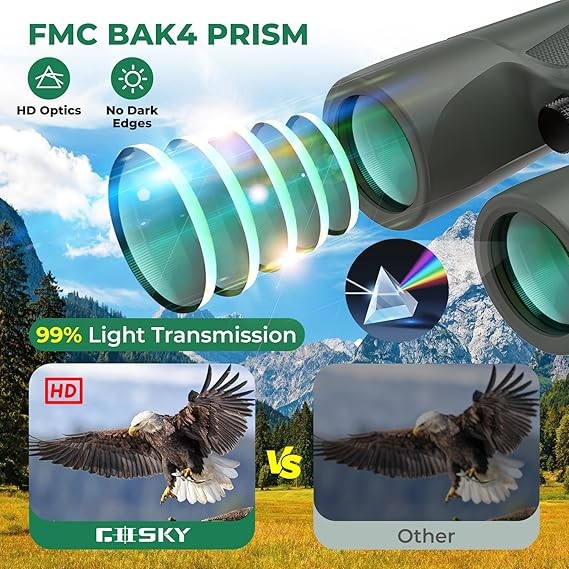 10x42 HD Waterproof Binoculars with Phone Adapter for Bird Watching Hiking