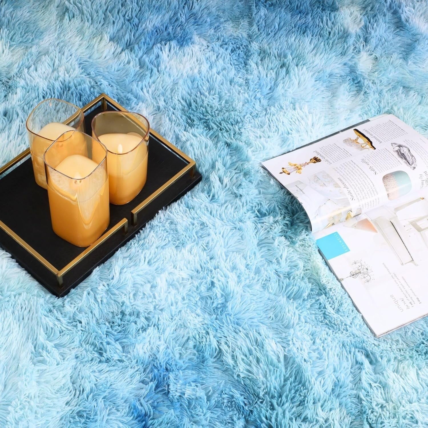 Teal Shaggy Rug 160x230cm Soft Thick Fluffy Non-Slip Large Bedroom Carpet