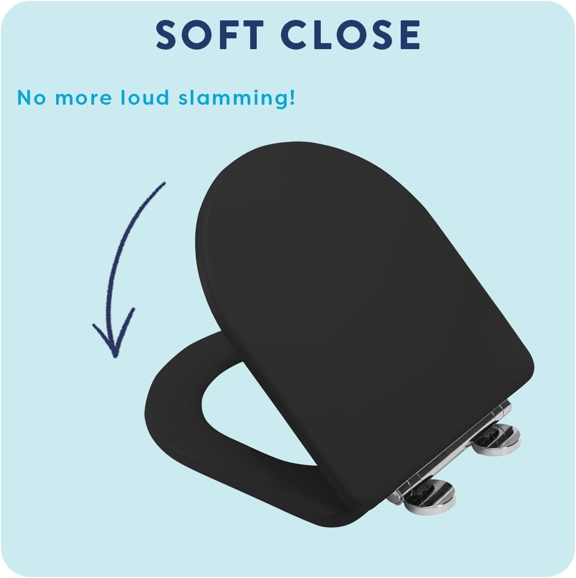 Black D-Shape Wooden Toilet Seat Soft Close Quick Release Antibacterial