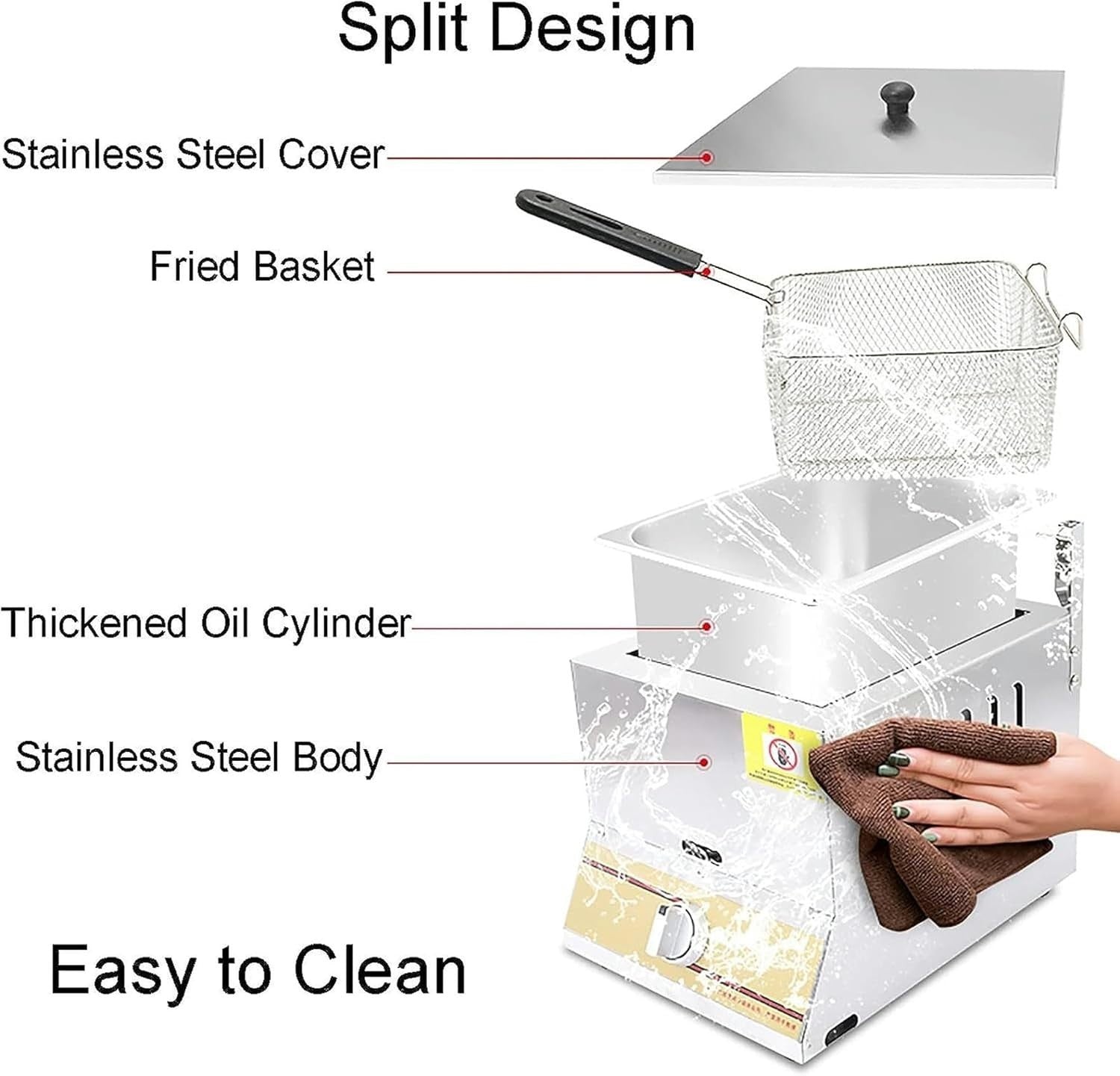 Gas Deep Fryer 10L or 20L Stainless Steel LPG Fryer Basket Lid