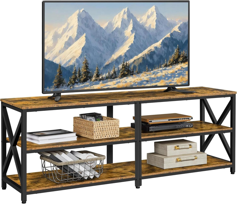 160cm Rustic TV Stand for 70" TVs Storage Unit Industrial Wood Metal