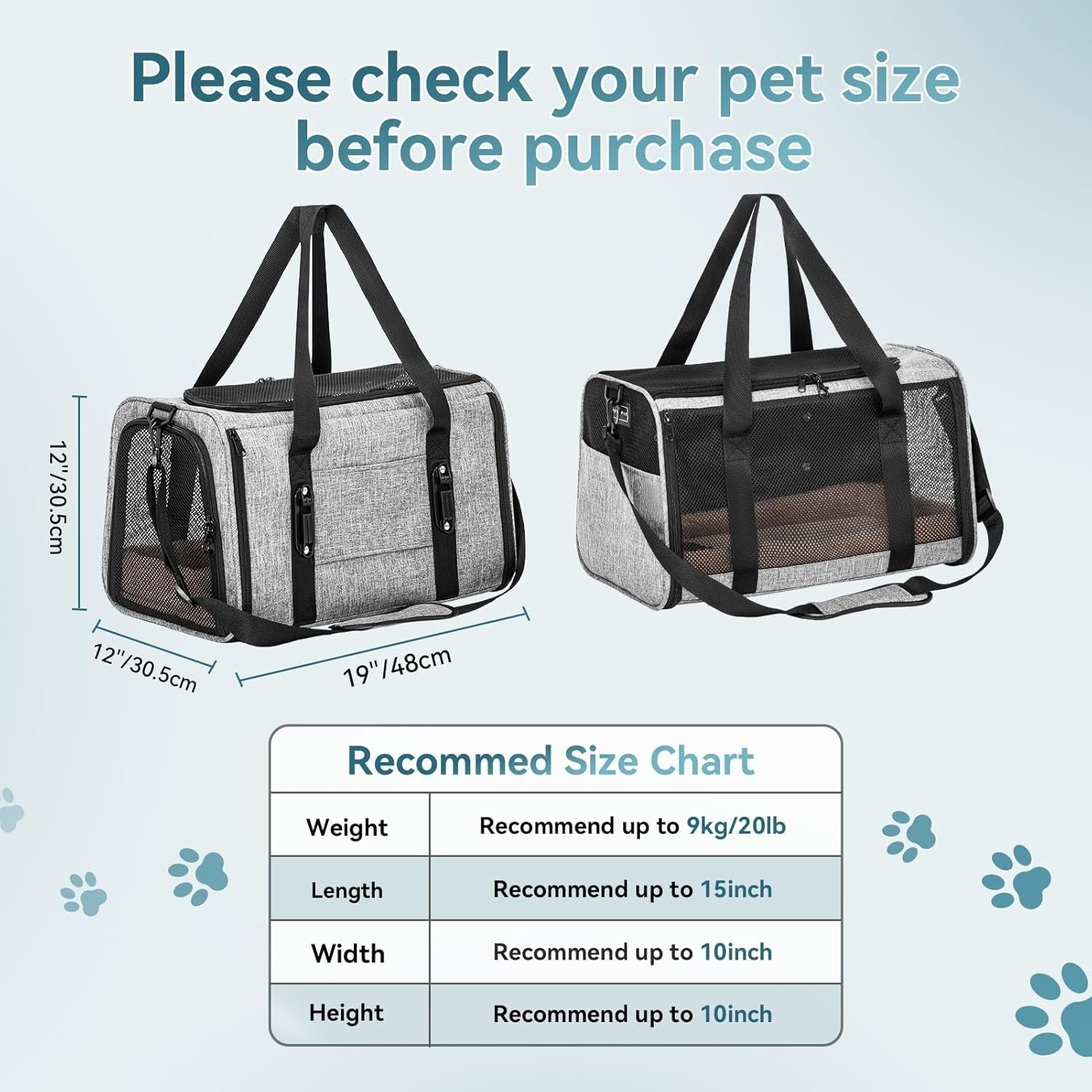 Large Cat Car Carrier Escape Proof Travel Seat Soft Pet Carrier