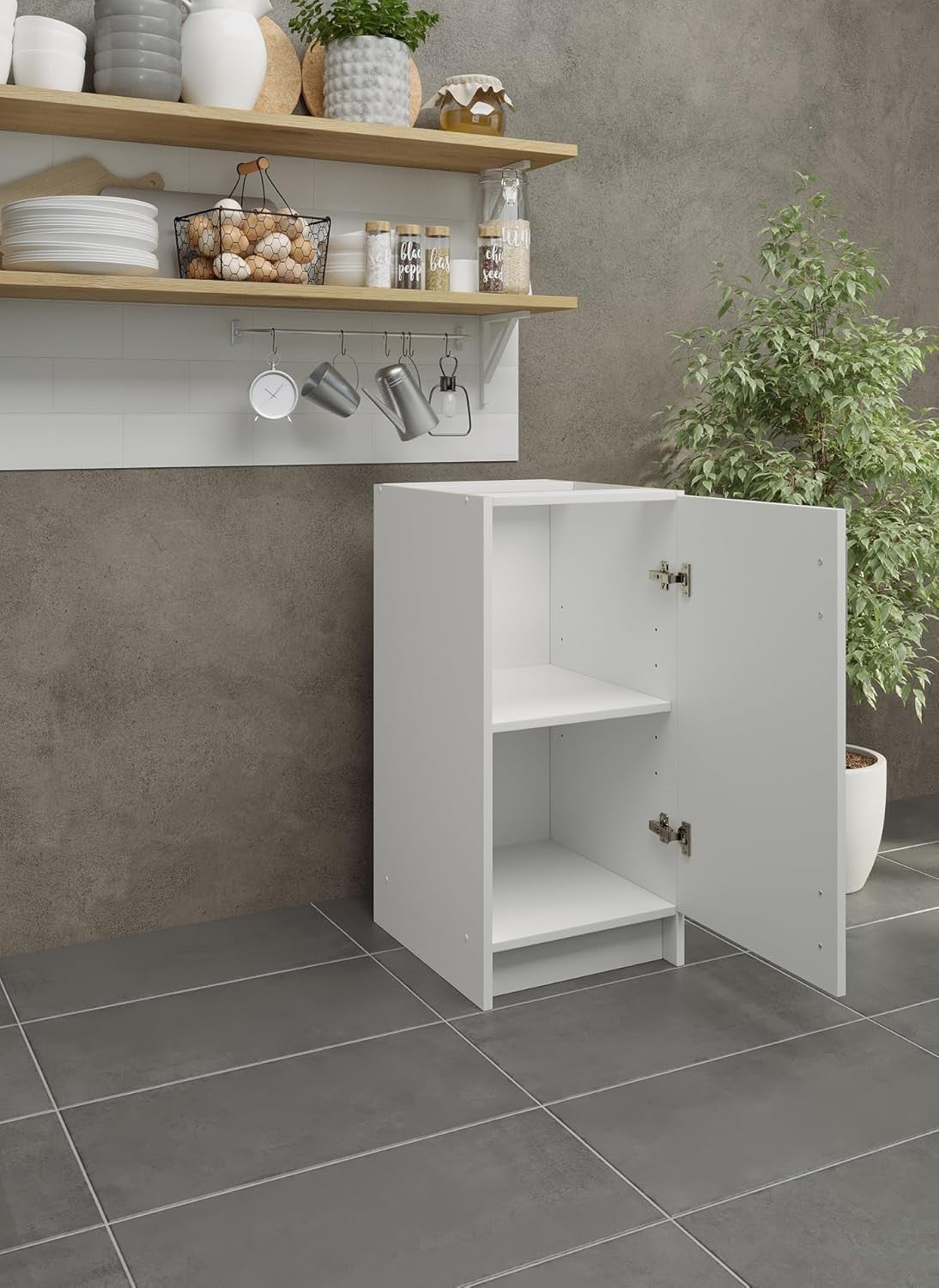 Modern 400mm White Gloss Kitchen Base Cabinet Cupboard Storage Unit