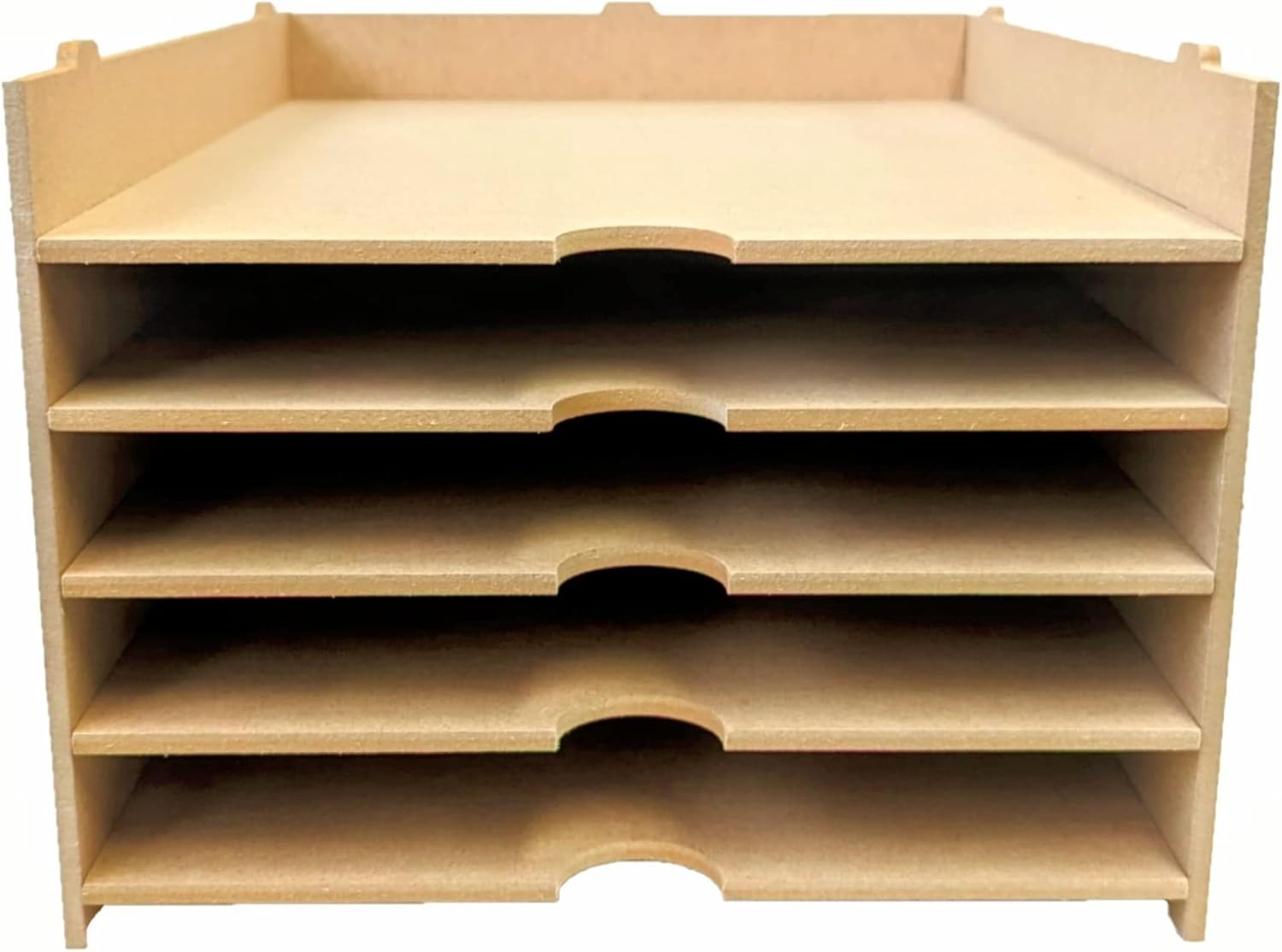 A3 Paper Storage Shelf 5-Tier Stackable Desk Organizer MDF Beige