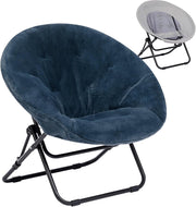 Foldable Plush Saucer Chair – Comfy Moon Armchair for Living Room & Bedroom