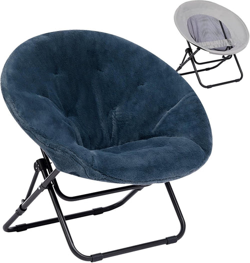 Foldable Plush Saucer Chair – Comfy Moon Armchair for Living Room & Bedroom
