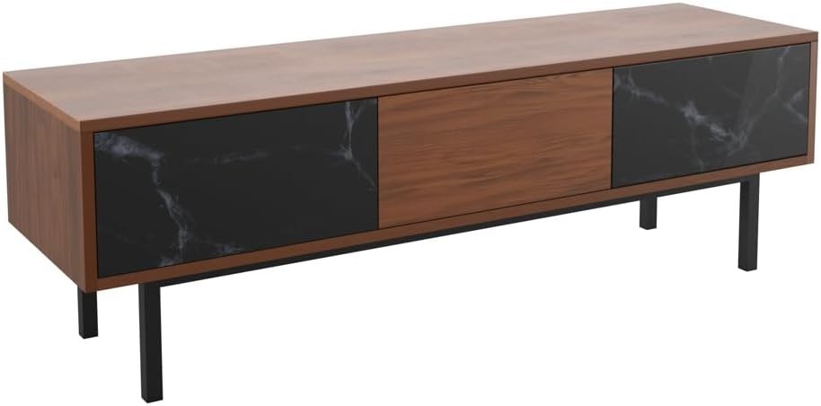 Walnut Marble TV Stand Cabinet for 65" TV Storage Cable Tidy Modern