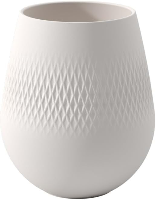 Modern White Porcelain Vase Square Textured Decor 14cm Table Centrepiece