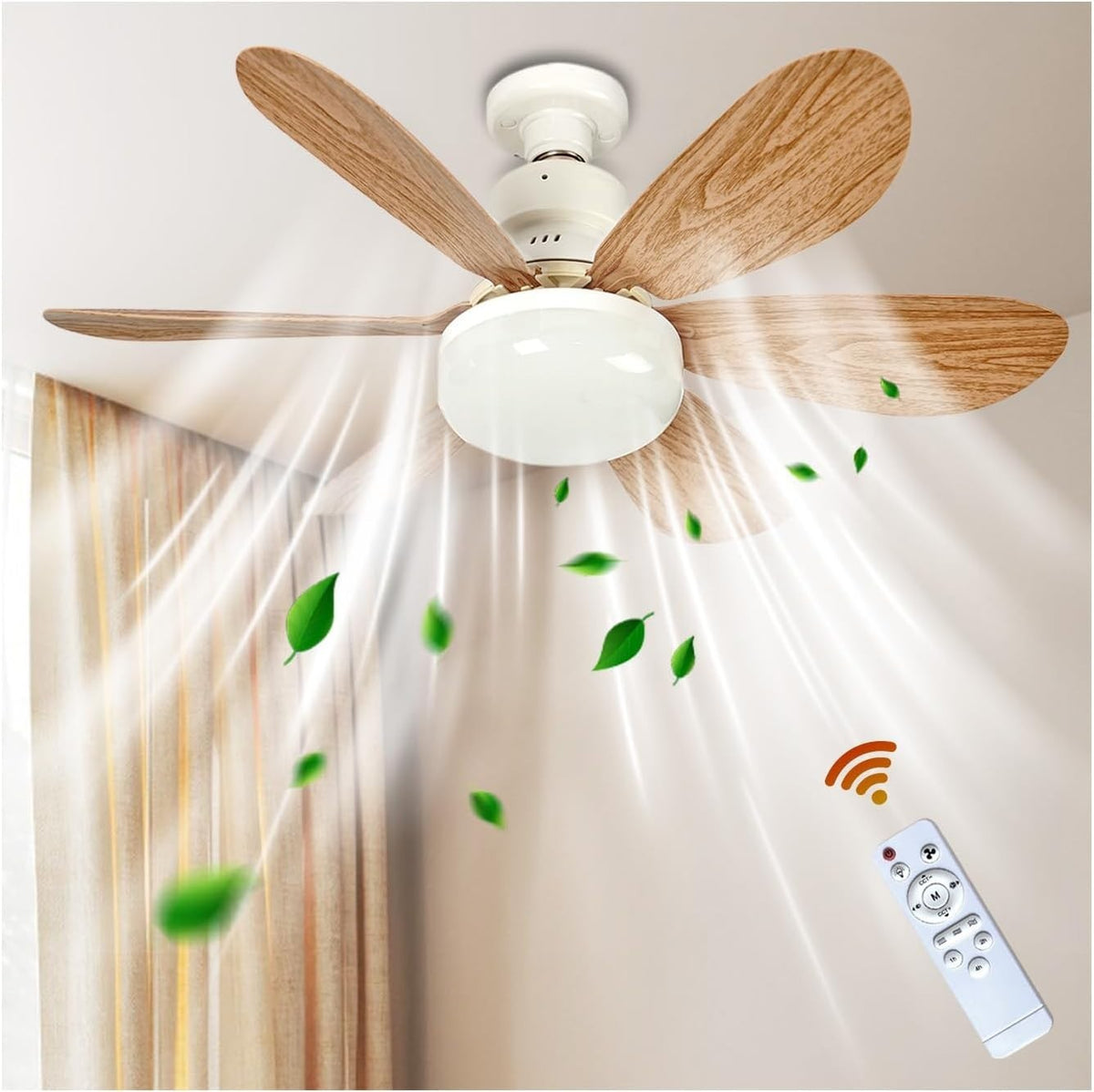 52cm LED Ceiling Fan Light, 3 Speed, Dimmable 3000K-6500K, E27, Remote