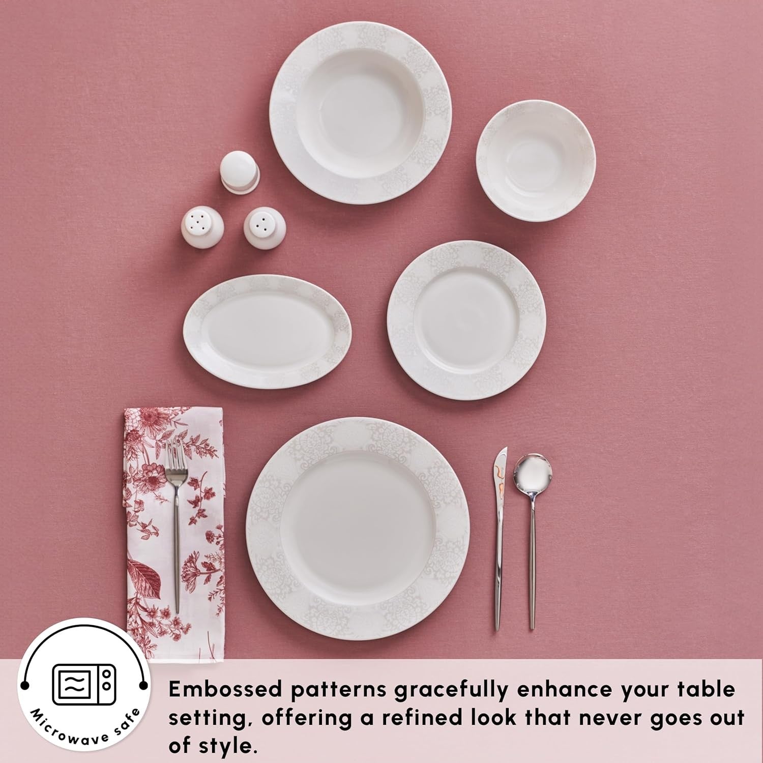 53pc Bone China Dinner Set for 12 White Plates Bowls Elegant Tableware