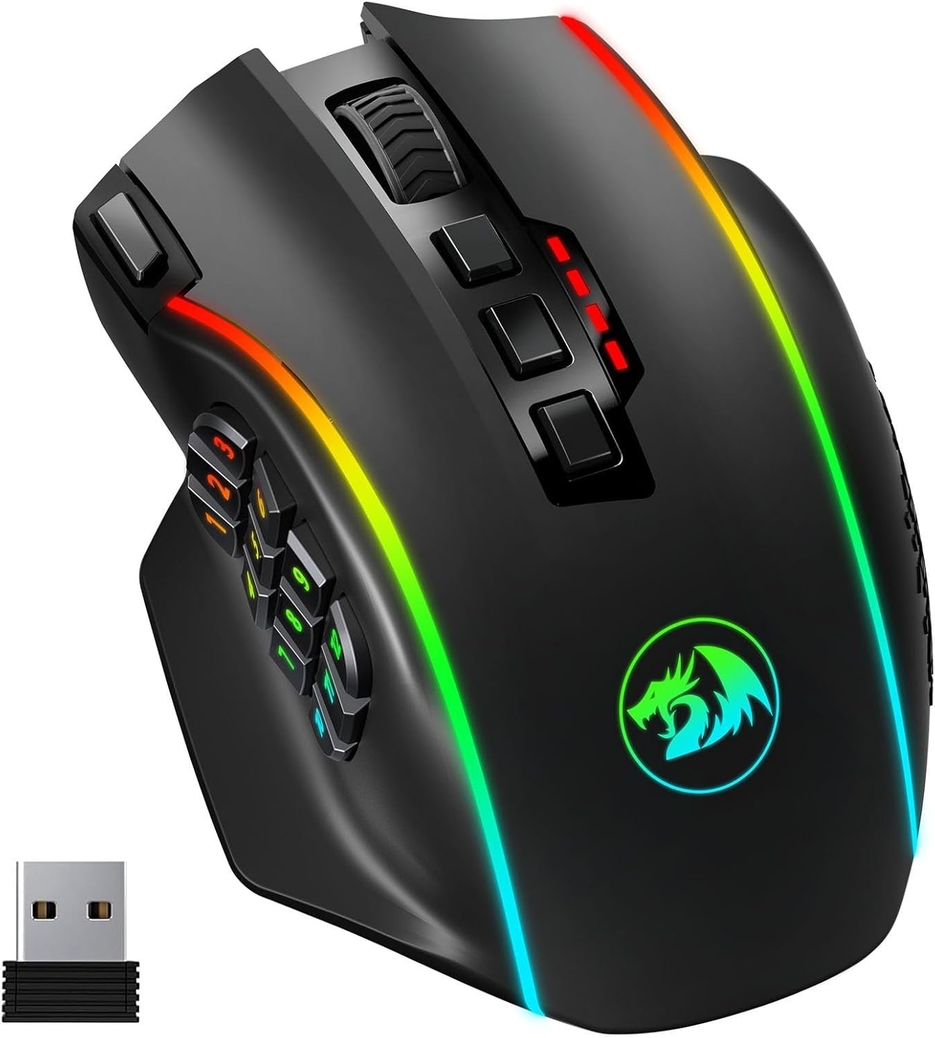 Wireless MMO Gaming Mouse 16000 DPI 16 Buttons RGB Rechargeable