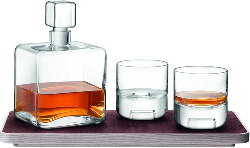 Luxury Whisky Connoisseur Set 1L Decanter & 2 Glasses on Ash Tray | Handmade