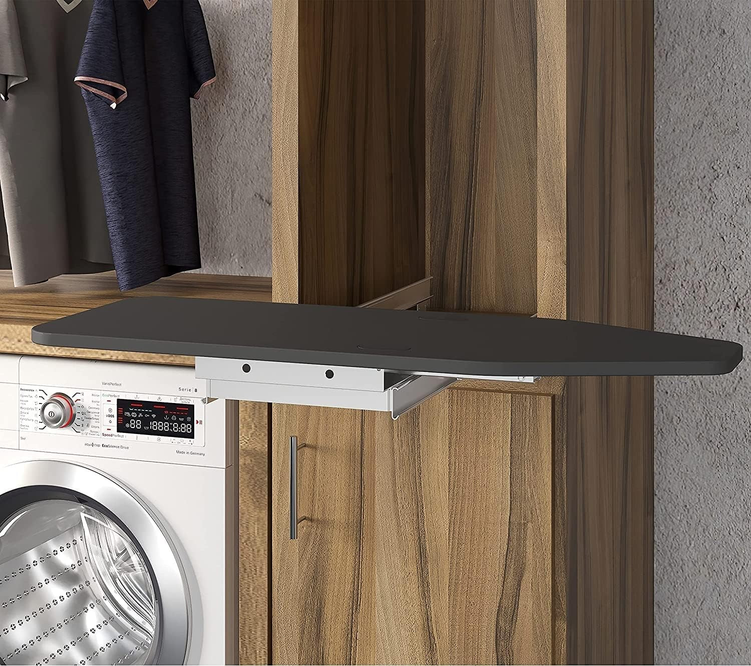 Pull Out Ironing Board Cabinet Mounted 180° Pivot Foldable Space Saving