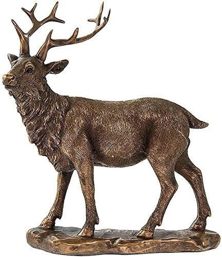 Bronze Stag Ornament Figure Wildlife Resin Sculpture Home Decor Deer Statue Gift