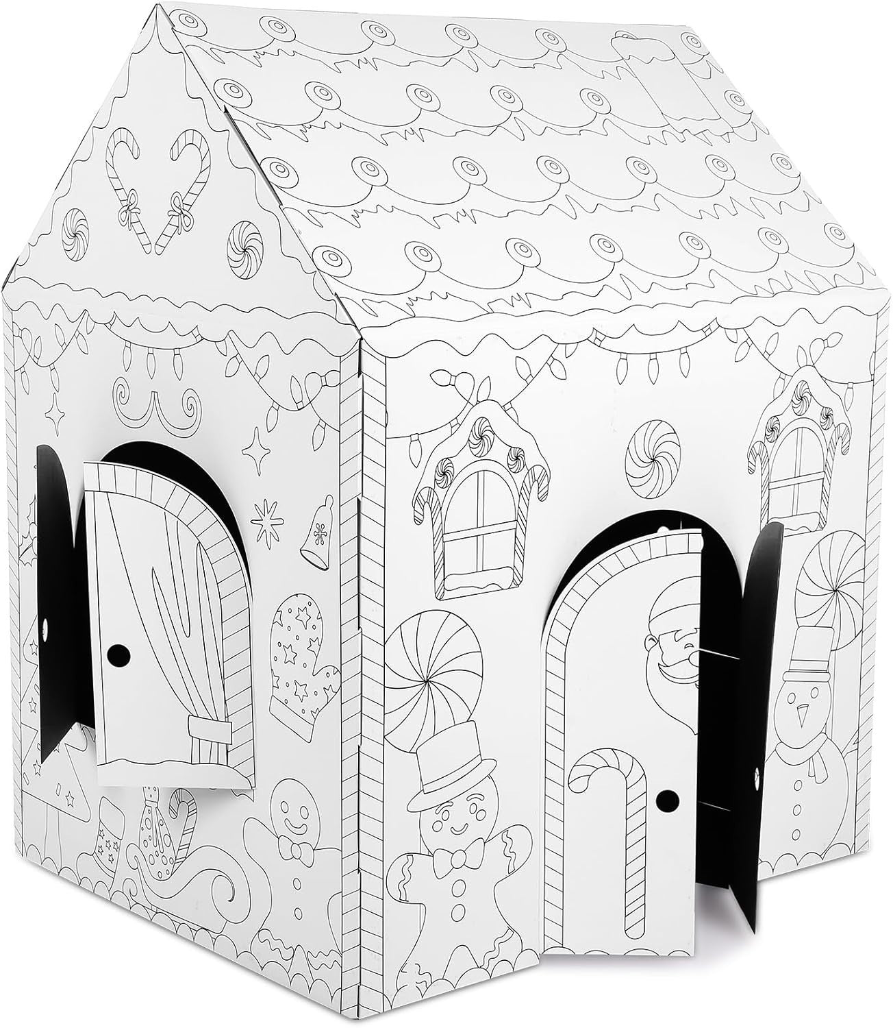 Christmas DIY Gingerbread Cardboard Playhouse Kids Colour In Fort