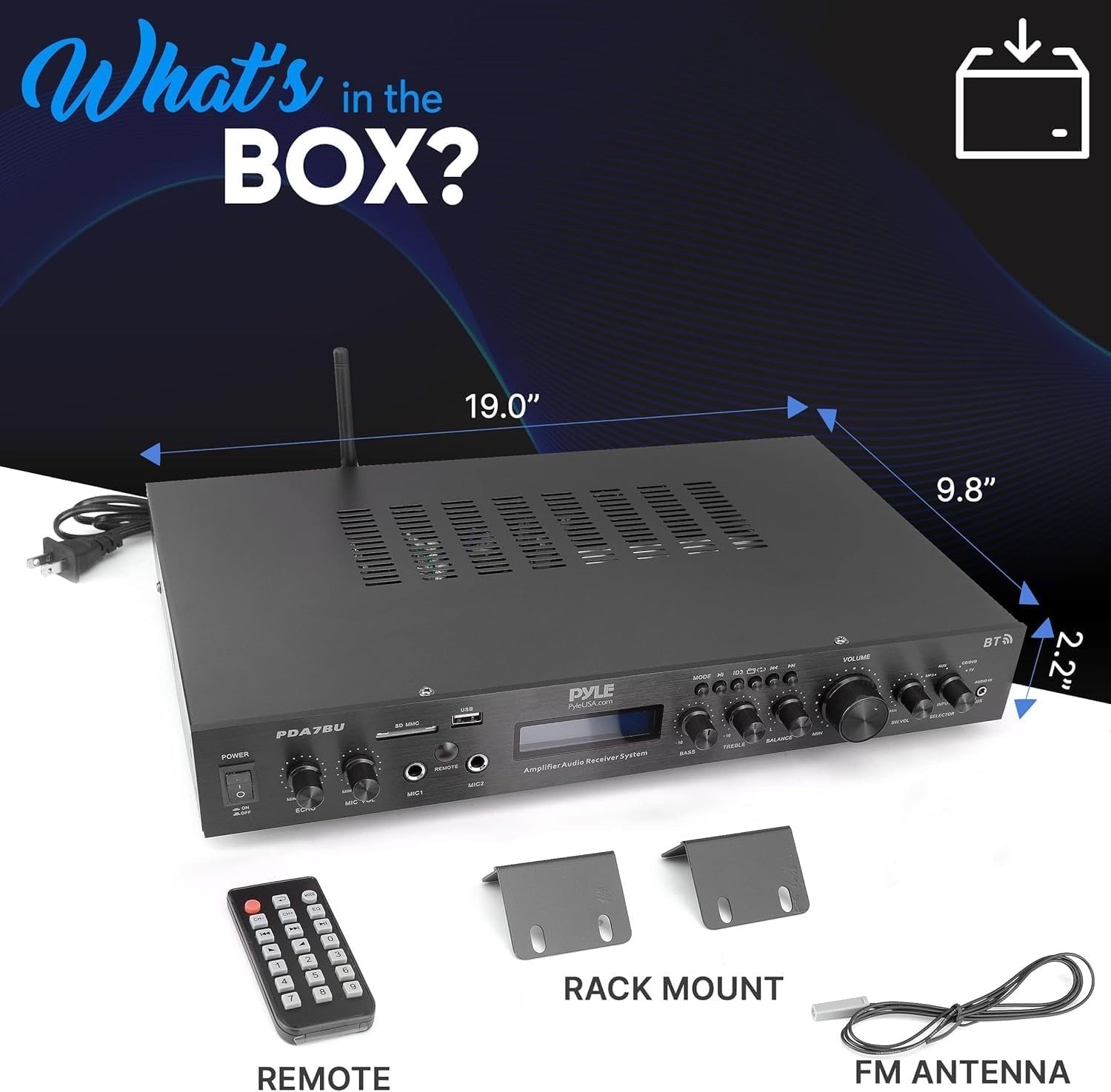 200W Bluetooth HiFi Amplifier 5 Channel Stereo AV Receiver USB FM