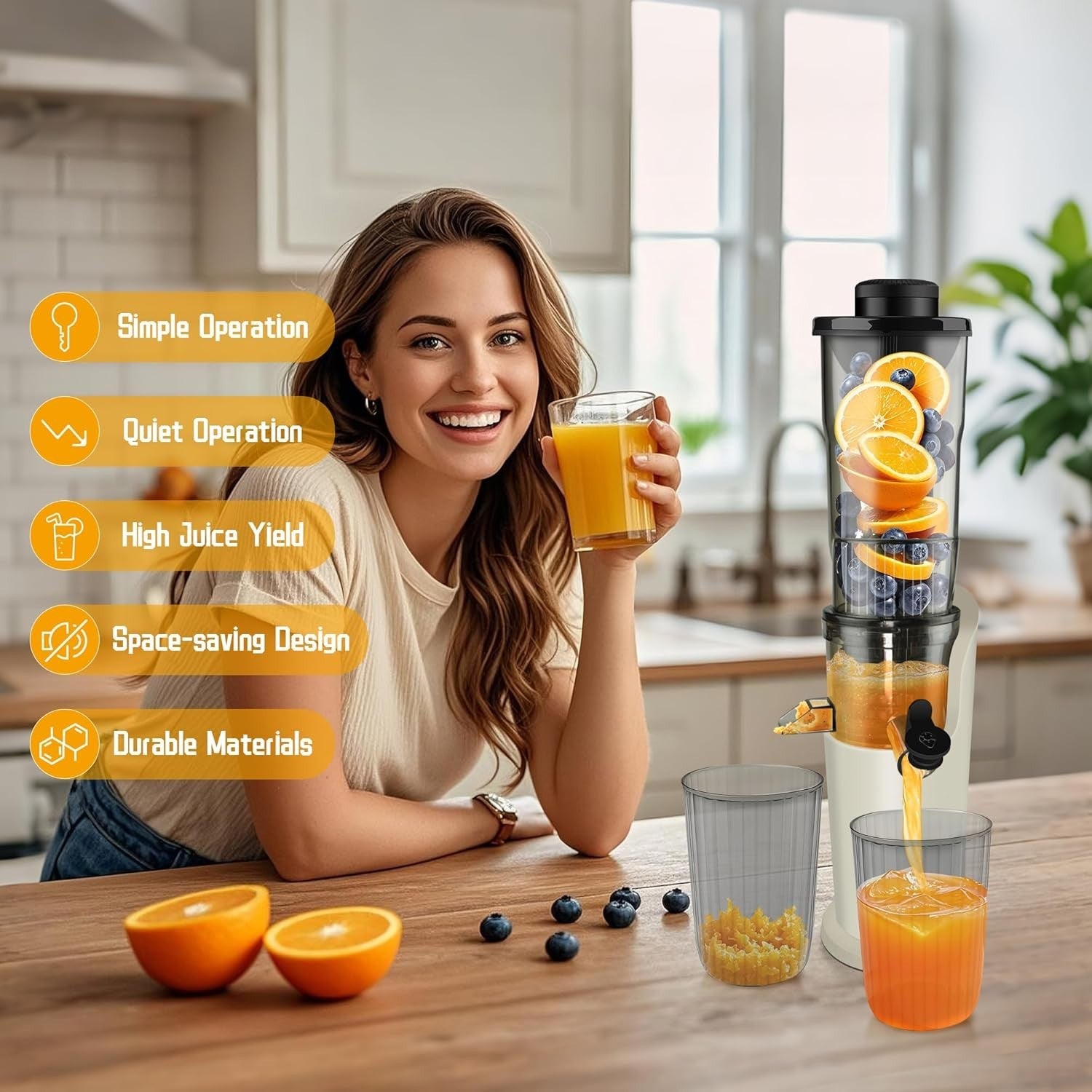 Cold Press Juicer Slow Masticating High Juice Yield Easy Clean Quiet