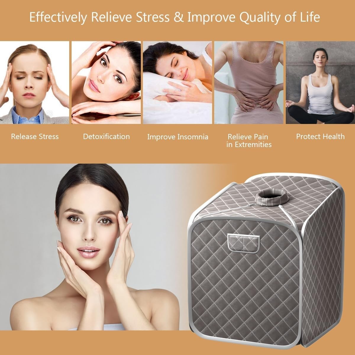 Portable Steam Sauna Tent Grey Home Spa 1000W Fast Heat Remote Chair Foot Roller