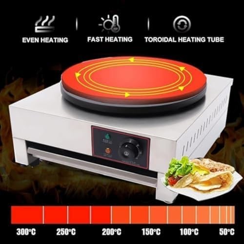 Adjustable 15.7” Crepe Maker 3000W Non-Stick Pancake Grill Plate