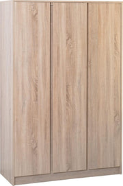 3 Door Sonoma Oak Wardrobe with Anti-Tip Safety & Spacious Storage