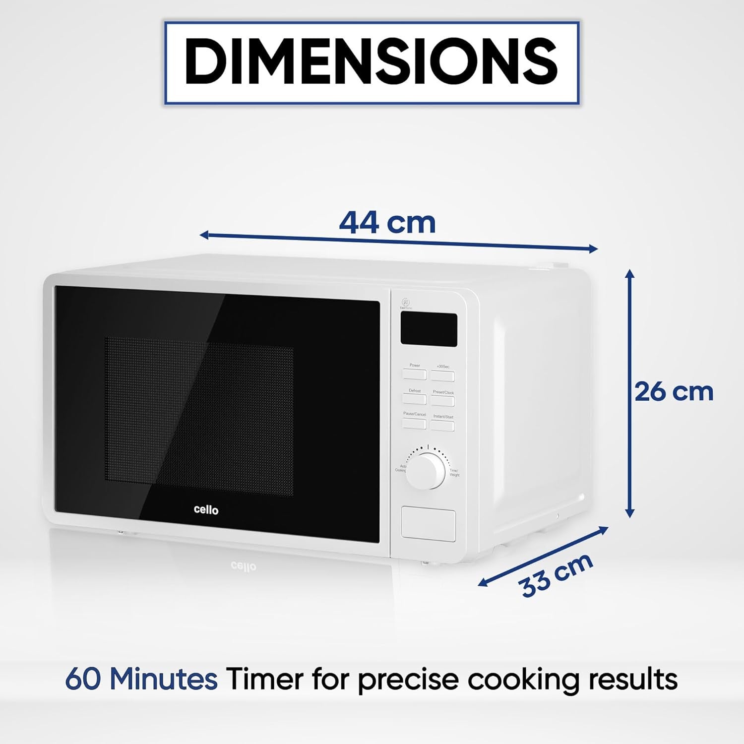 20L 800W Digital Freestanding Microwave with 8 Functions & Quick Defrost