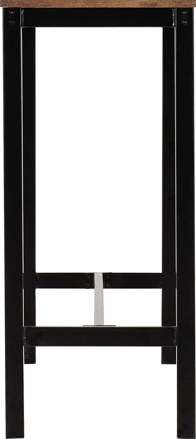 3 Piece Bar Table Set with 2 Stools Acacia Wood Effect Space Saving Dining Black
