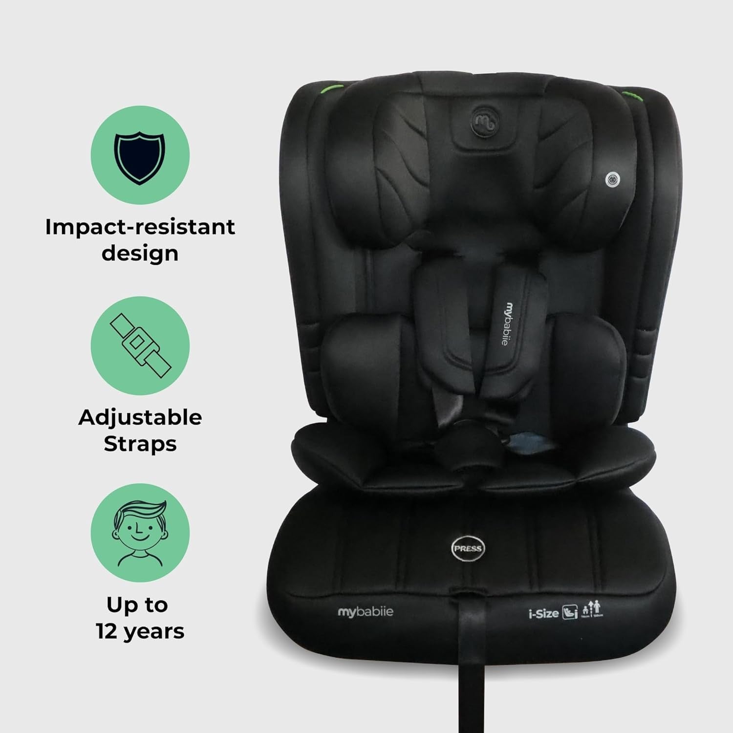 i-Size R129 Toddler to Booster Car Seat 5-Point Harness 76–150cm
