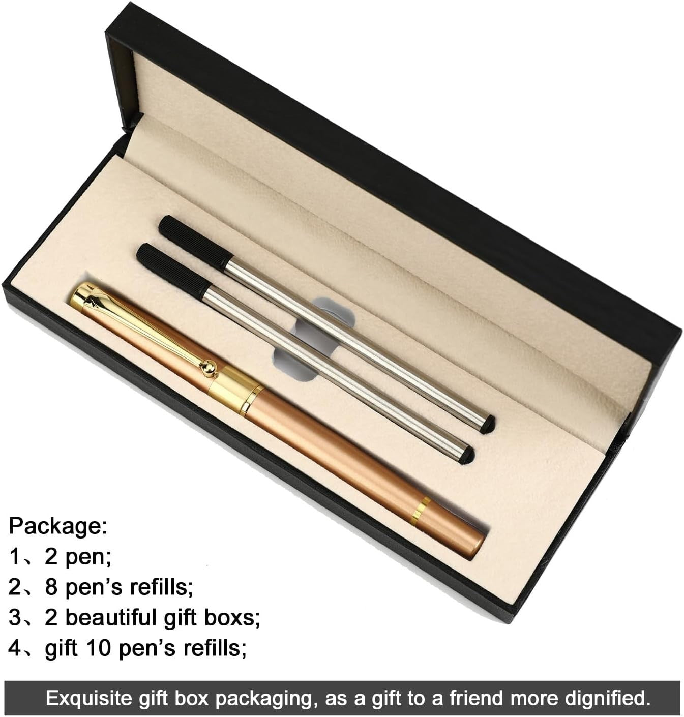 Luxury Rose Gold Ballpoint Pen Medium Point Smooth Writing Black Ink