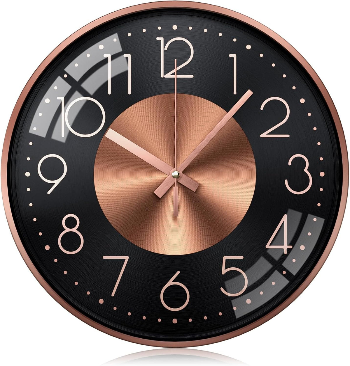 12" Rose Gold Modern Wall Clock Silent Aluminium Round Decor for Kitchen Bedroom