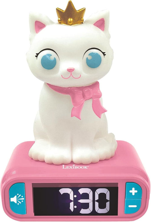 Kids Alarm Clock Night Light Cute Cat Digital LCD Snooze Bedside Clock