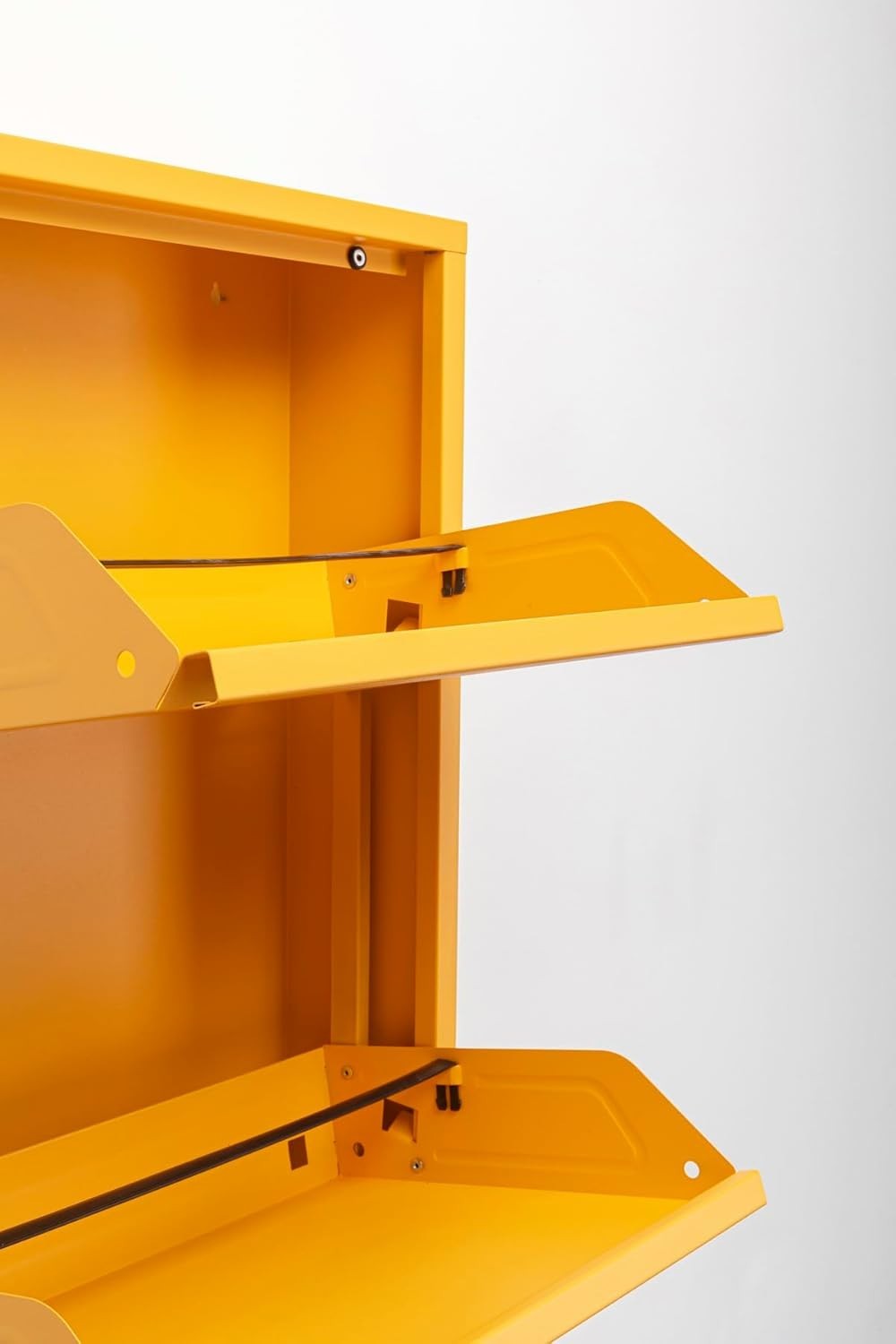 Slim 5-Drawer Shoe Cabinet Yellow– Space-Saving Metal Tilt Rack 170x50x15cm
