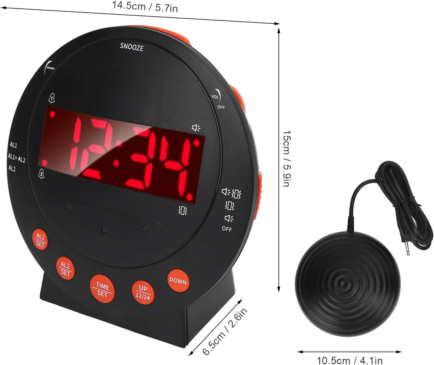 Extra Loud Alarm Clock Heavy Sleepers Bed Shaker LED Display USB Charging