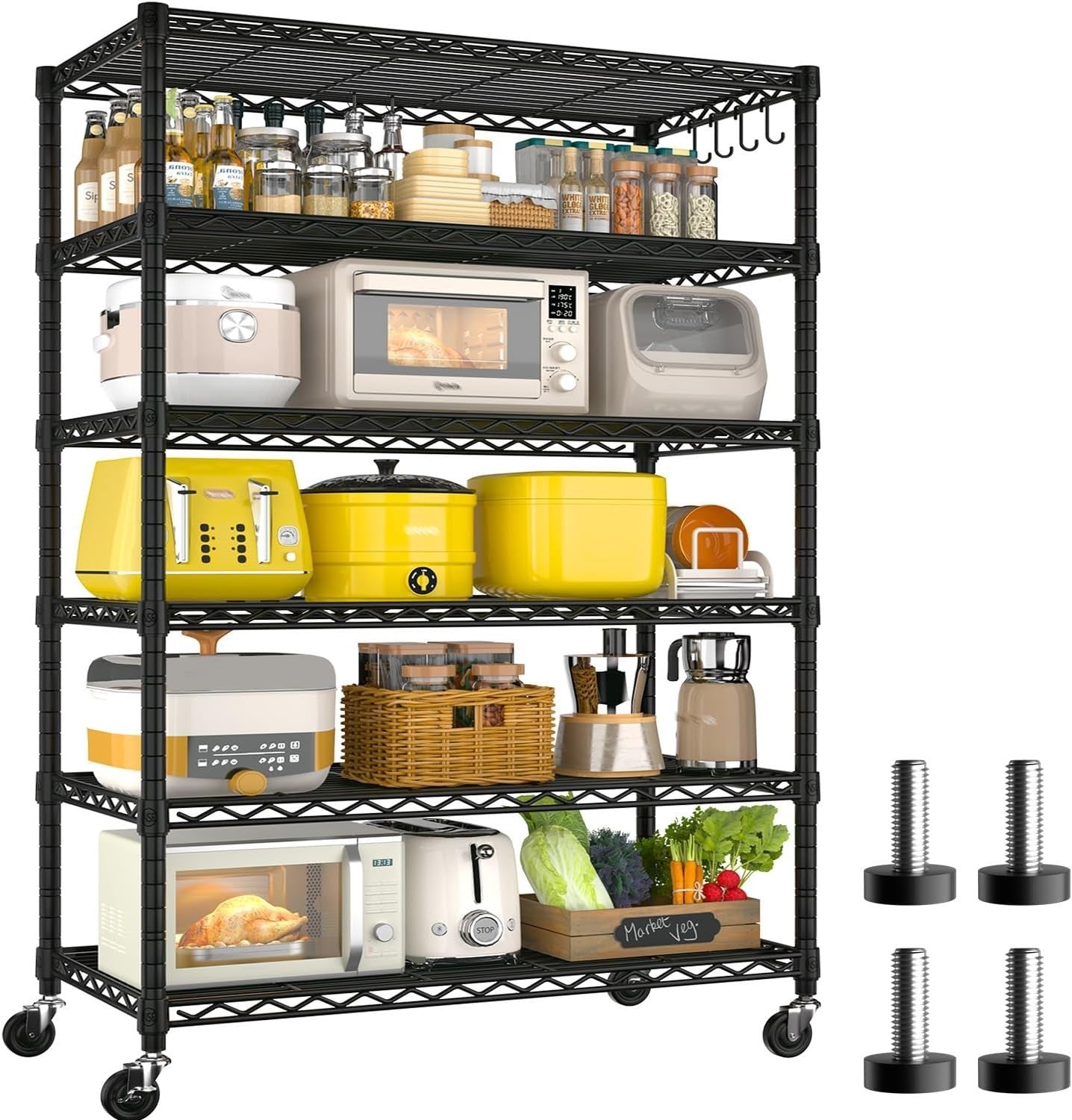 Heavy Duty Black 5-Tier Adjustable Garage Storage Shelf 120x60x180cm