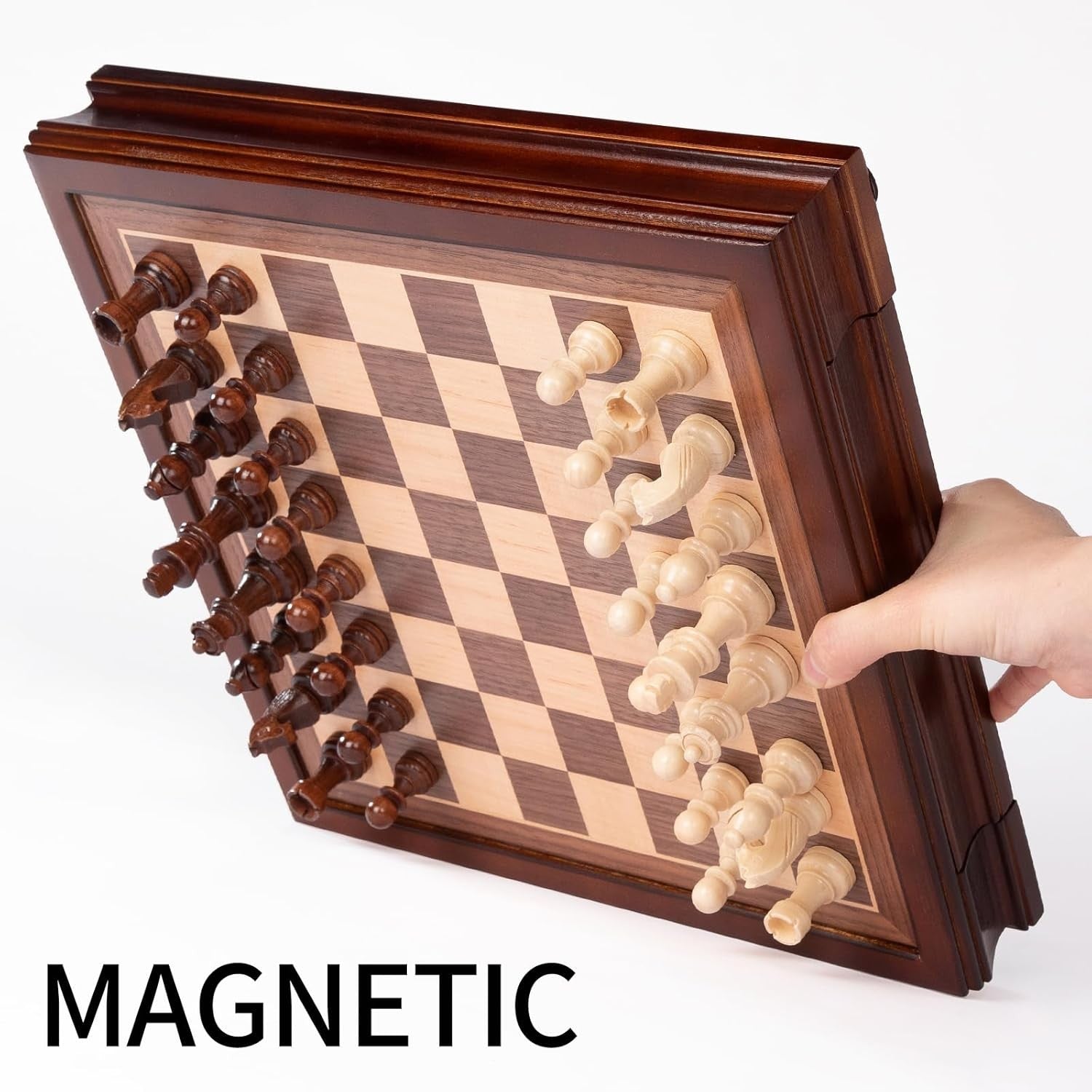 12.8" Magnetic Wooden Chess Set with Storage Drawers Luxury Board Game