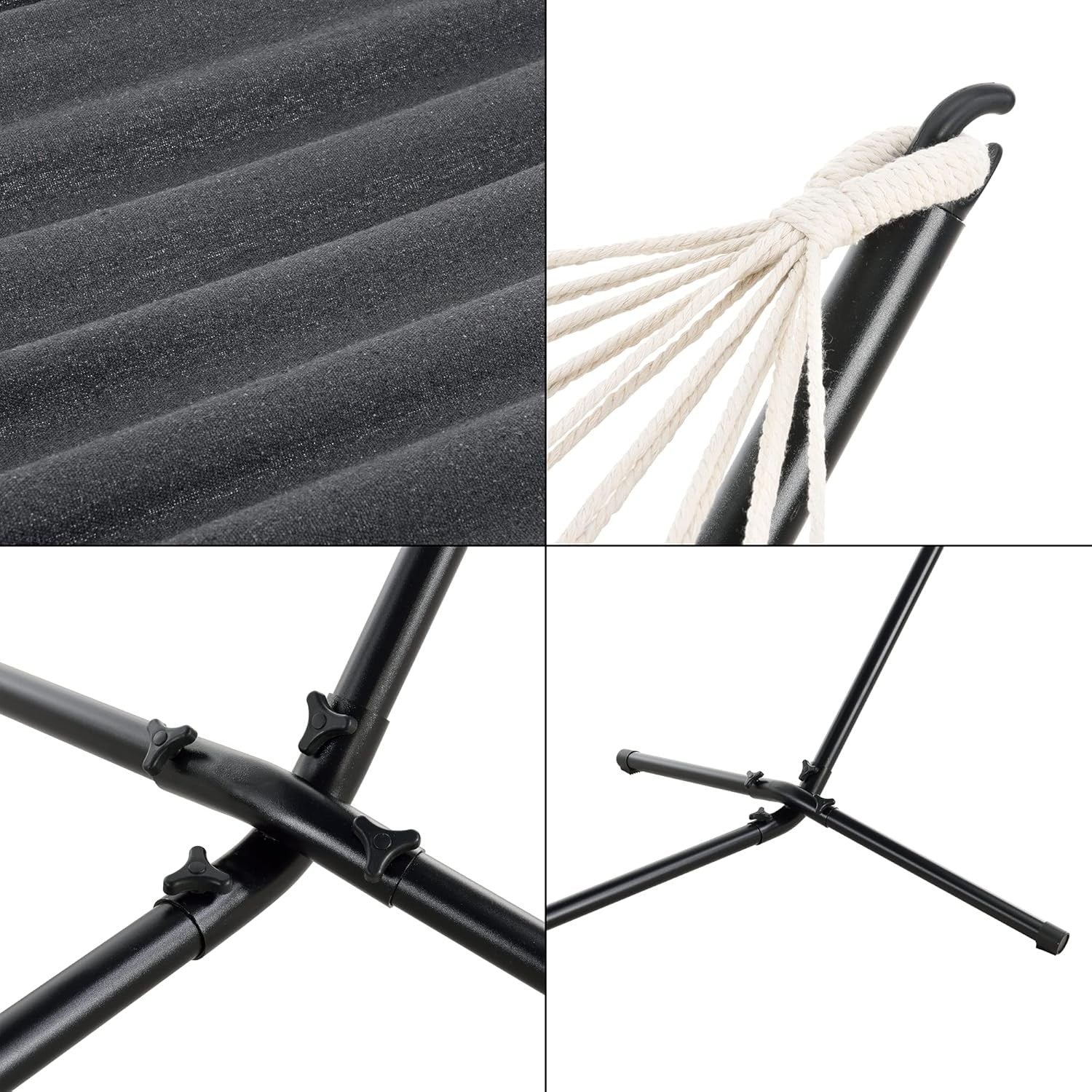 Hammock with Stand 200x100cm Indoor Outdoor Cotton Bed 120kg Capacity Relax