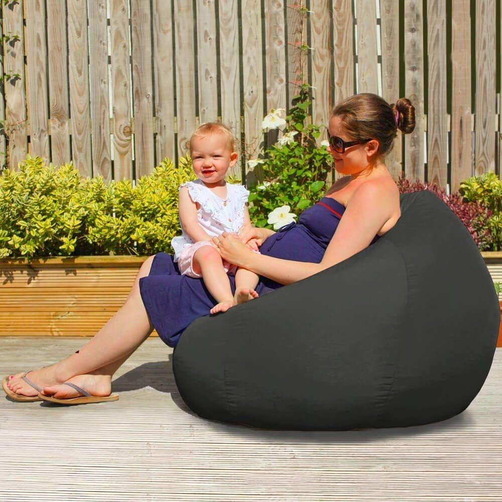 Outdoor Bean Bag Chair Adult XL – Waterproof Garden Seat, Black 110x80cm