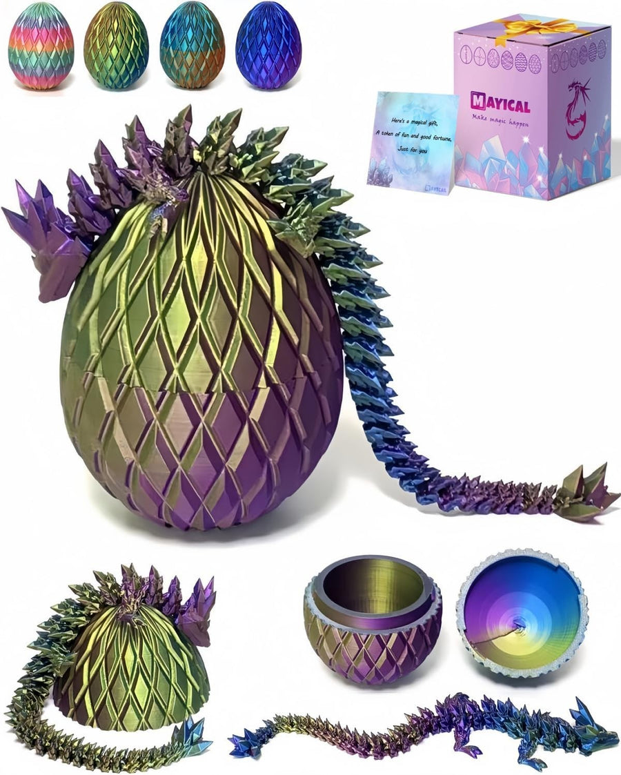 3D Printed Crystal Dragon Egg Fidget Toy 12in Fantasy Gift Set