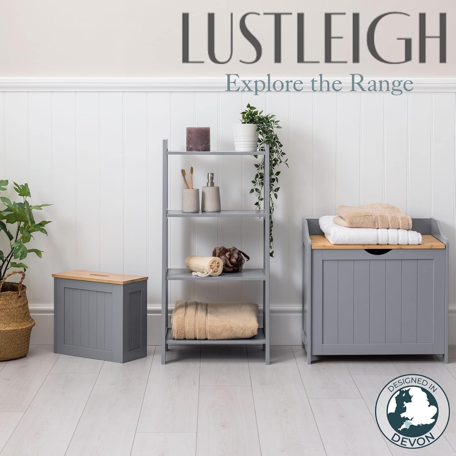 4 Tier Ladder Shelf Bathroom Storage Unit Wooden Display Stand Grey