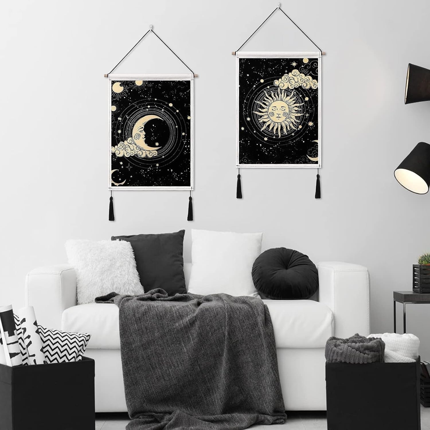 Sun & Moon Tapestry Wall Hanging 15.4x19" Boho Bedroom Decor
