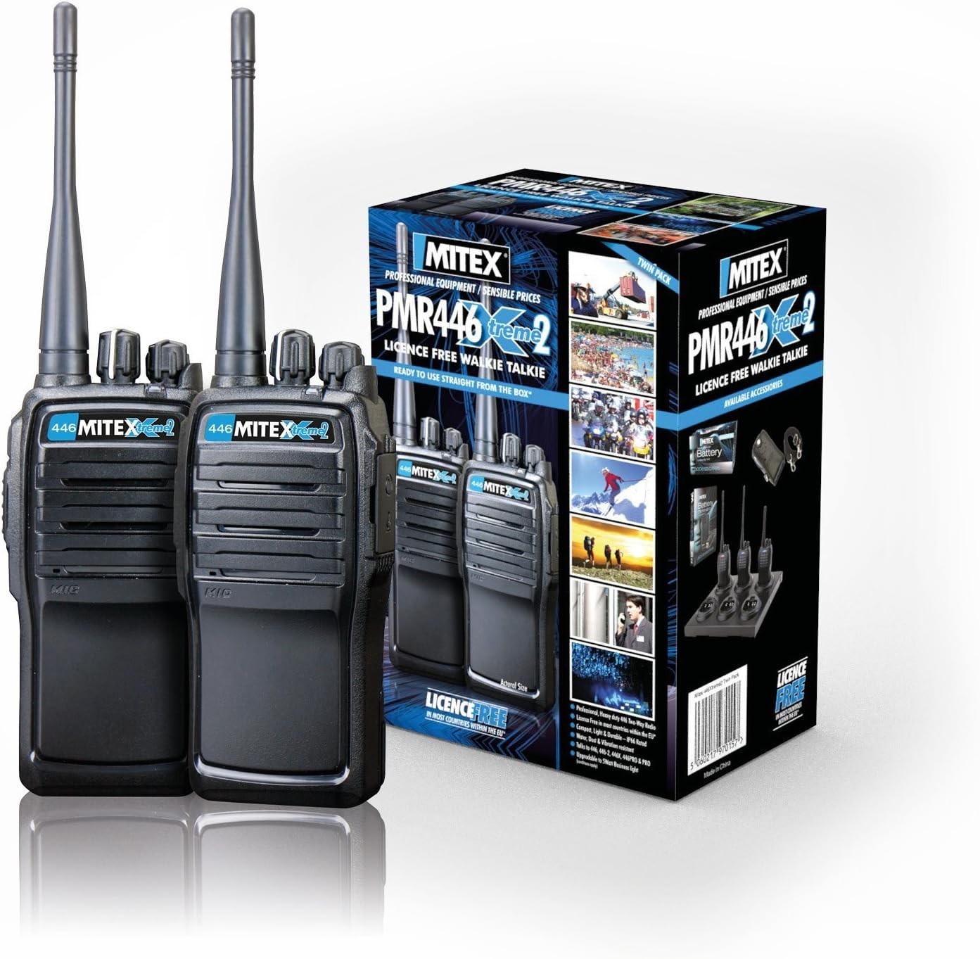 Heavy Duty Walkie Talkies Twin Pack IP66 License Free 16 Channel Radio