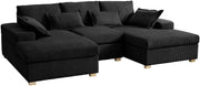 U-Shape Fabric Sofa Jumbo Cord 4-Seater Small or Large + Optional Footstool