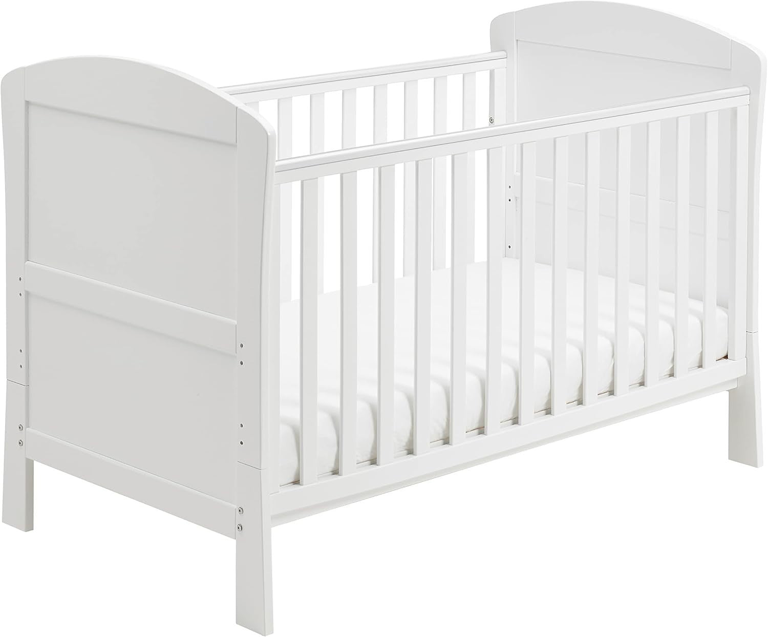 Modern Baby Cot Bed Convertible Toddler Bed Adjustable Height White 2 Count