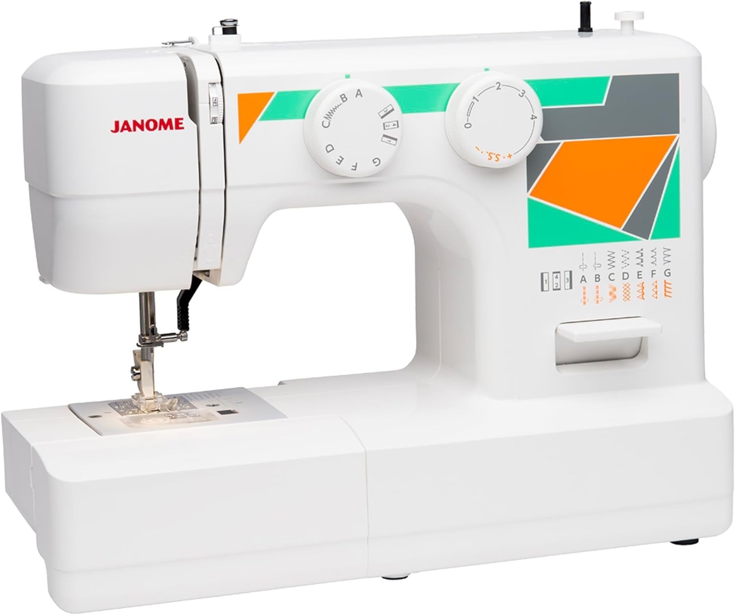 15 Stitch Sewing Machine Free Arm Auto Tension Top Load Bobbin White